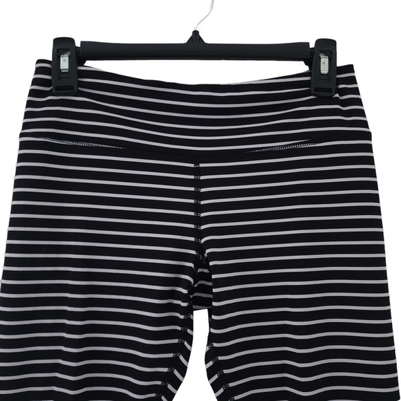 Scorpio Sol Leggings Small Black White Striped High Waist Stretch Athletic Pants - Picture 4 of 8